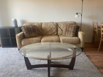 Beige Couch with Matching Pillows