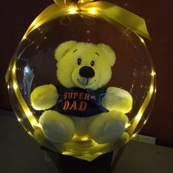   $45 Super Dad  Balloon With Teddy Bear  Led Light Up.   SHIPPING NATIONWIDE 
