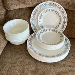 Corelle Black/White Dishes - Service For 12