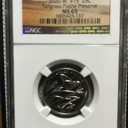 2020 W V75 .25c Tallgrass Prairie Preserve MS65 NGC