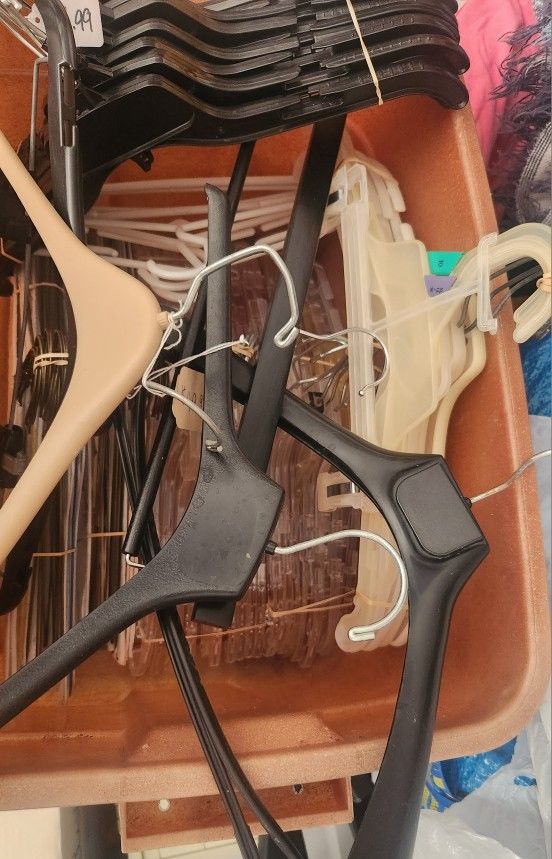 90 Hangers & 2 Tie/Belt Hangers 34 Commercial, 46 Wire, 10 Misc, Good Lot for Store or Family