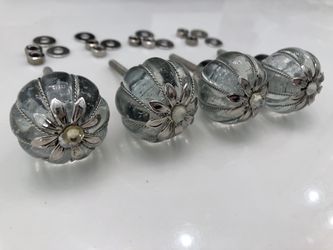 4 GLASS DRAWER dresser VANITY DESK KNOBS. !!! New!!!