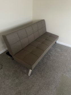 Brown Fabric Tufted Futon Sofa Bed