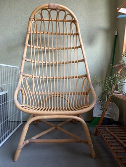 Tall Rattan Accent Chair with High Back