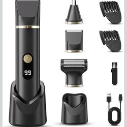 Beard trimmer for men ipx7 waterproof body hair trimmer electric razor shaver body grooming kit wet/dry use 