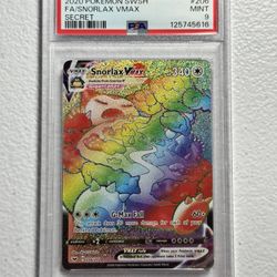 PSA 9 Snorlax VMAX Secret Rainbow Pokémon Card