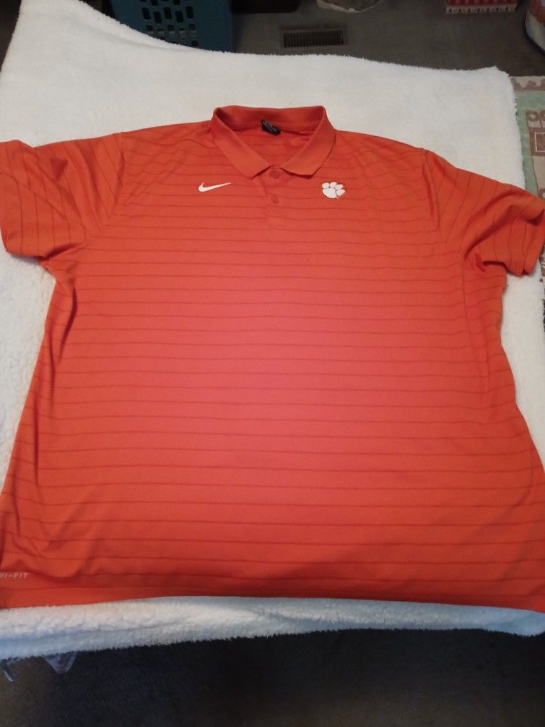 "Clemson" Nike Stripped Polo Shirt
