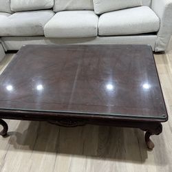 Beautiful Wood Table With Glass Top
