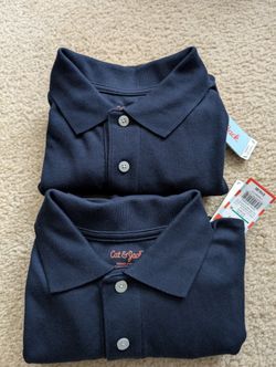 Cat & Jack School Uniforms Long Sleeve Polo Shirt, Navy Size XL (16)
