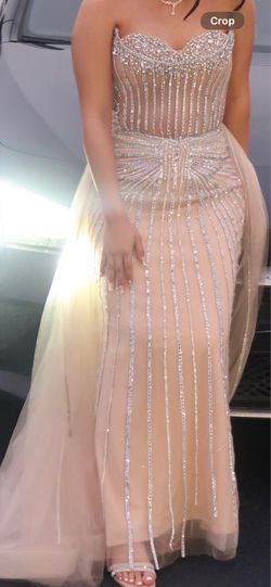Elegant Champagne Rhinestone Formal Dress