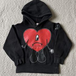 Bad Bunny Graphic Heart Hoodie – Kids Small
