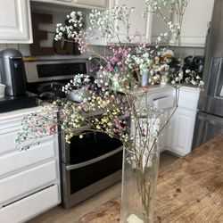 Dried Flowers with Glass Vase
