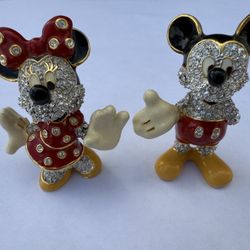 Disney Arribas Brothers 2" Mickey AND Minnie Mouse Swarovski® Crystal Jeweled Figurine