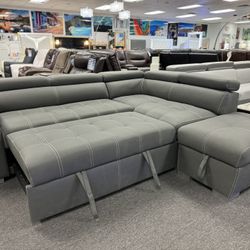 Weekend Special👍Gorgeous Grey Pull Out Sleeper Sofa Sectional On Sale $1199