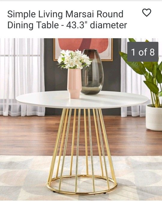 New In The Box White And Gold Kitchen Table