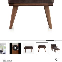 Crate & Barrel Leather Cavett Ottoman 