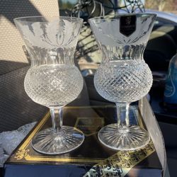 2 Edinburgh Crystal Thistle pattern water goblet glasses