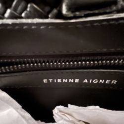 Etienne Aigner Black Leather Woven Tote