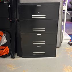 2 Black Metal  File Cabinets