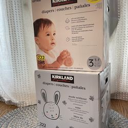 Two Cases of Size 3 Kirkland Diapers (222 Diapers Unopened)