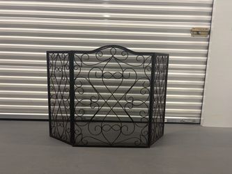 3-Panel Black Iron Fireplace Screen