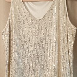 Sequin Tank and Cardigan Champaign/Gold
