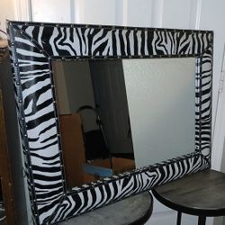 Black & White Zebra Pattern Large Wall Mirror 