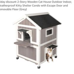 2- Story Wooden Cat house Outdoor/Indoor