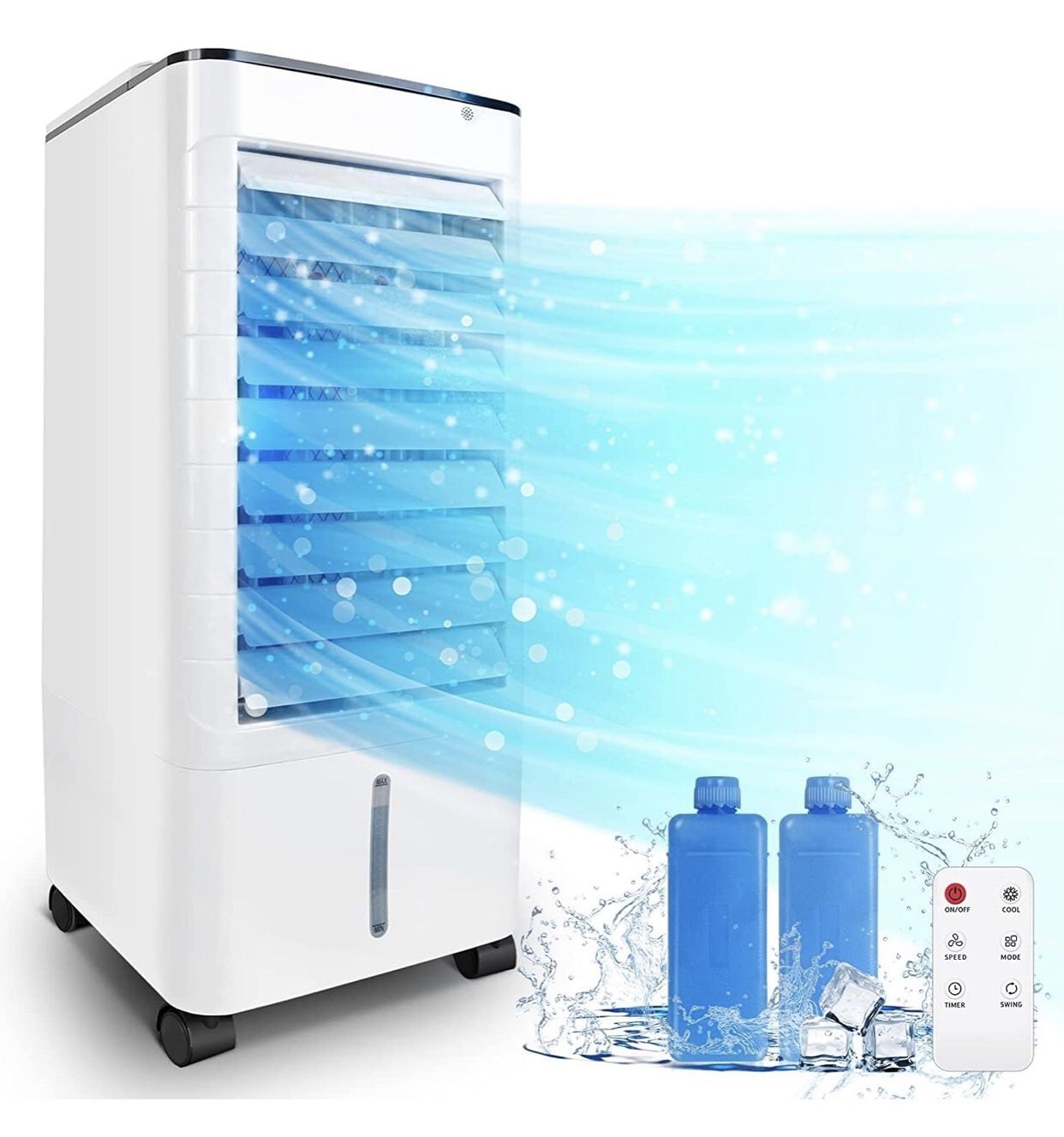 NEW! Caynel 3-IN-1 Portable Air Conditioner, Evaporative Air Cooler/Humidifier/Ice Box, 12H Timer & Remote Control, Ultra-quiet Evaporative Cooler for