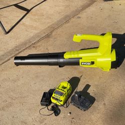 RYOBI ONE+ 18V 90 MPH 250 CFM Cordless Battery Leaf Blower/Sweeper with 2.0 Ah Battery and Charger