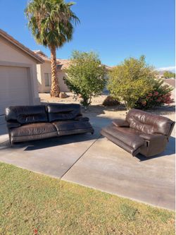 Leather Two Piece Reclining Couch Set