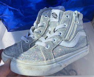 Toddler girls sparkle silver glitter vans tennis shoe size 7