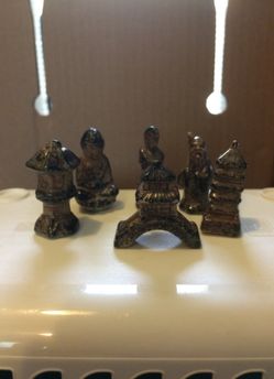 Dollhouse miniature oriental stoneware set