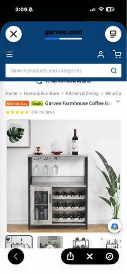 Garvee Farmhouse Coffee Bar Wine Cabinet