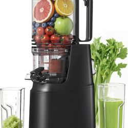 Cold Press Juicer, Juicer Machines with 5.3" Wide Feed Chute, Slow Masticating Juicer for High Yield with Whole Fruits and Vegetables, Easy to Clean, 