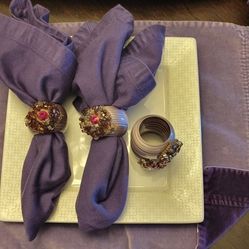 Purple Revesable Place Matts With Napkins & rings