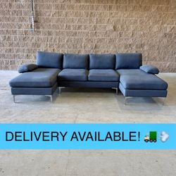 Bluish Gray Microfiber Double-Chaise Sectional Couch Sofa (DELIVERY AVAILABLE! 🚛💨)