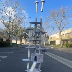 Floor to Ceiling Cat Tree Ajustable Height [82-108 Inches] 6 Tiers Tower Fit for 7-9 Feet Ceiling with Cat Condo Hammock