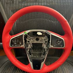 OEM Honda CR-V Touring Red Leather Steering Wheel 