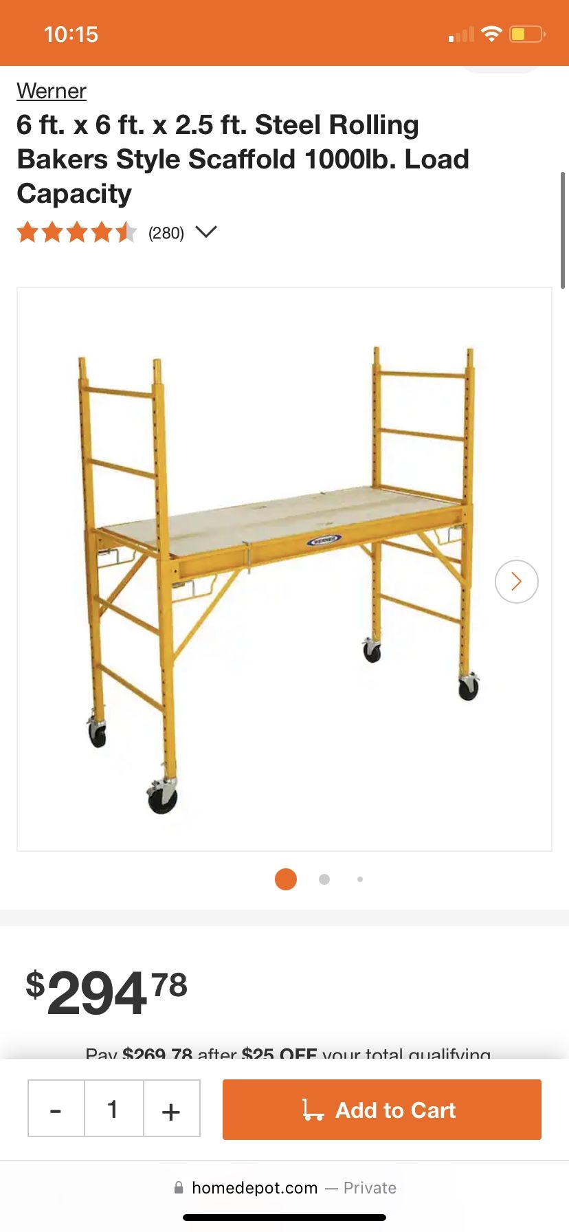 Werner Bakers Scaffold 6ft With Guard Rails
