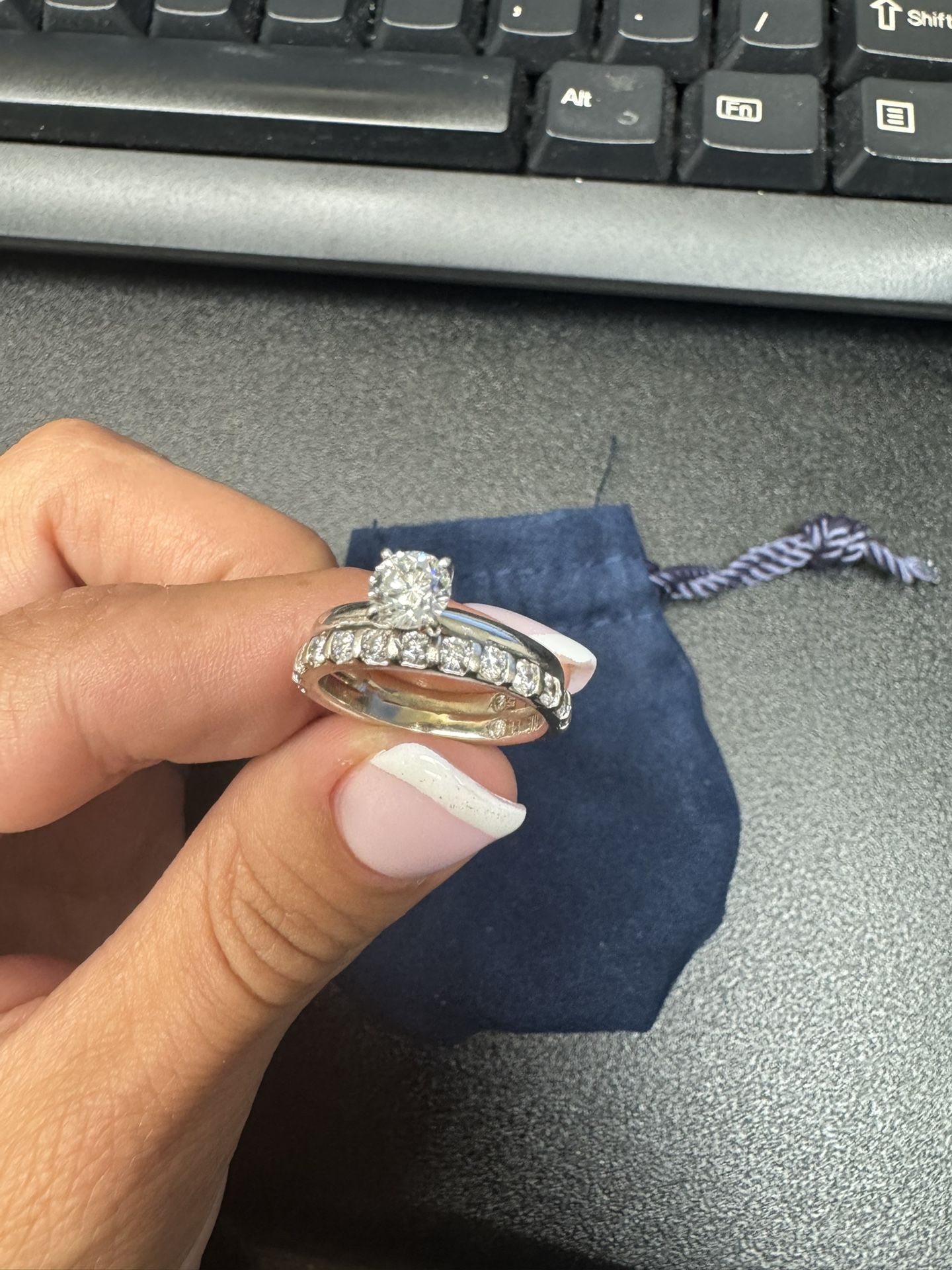 14k White gold Ring And .5k Diamond With Diamond Band