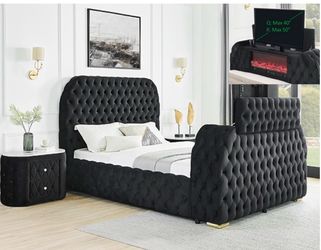 Natalia Bed W/Firaplace, TV lift bk Queen 🔥😅🤓🚛😘😍💵