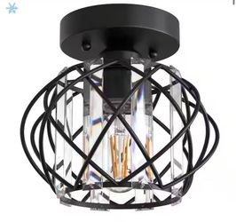 YANSUN 7 in. 1-Light Semi Flush Crystal Small Mount Ceiling Light Hallway Light Fixtures Ceiling Lig