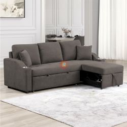 83" Pull Out Sleeper Sofa Bed Sectional Couch
