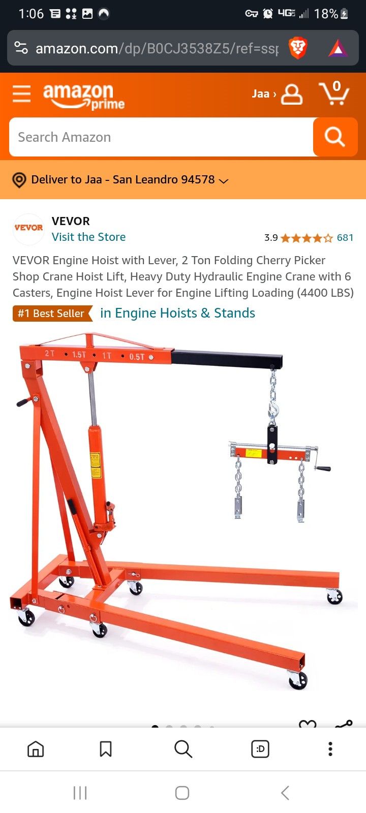 Engine Hoist ( Like New.used Once)