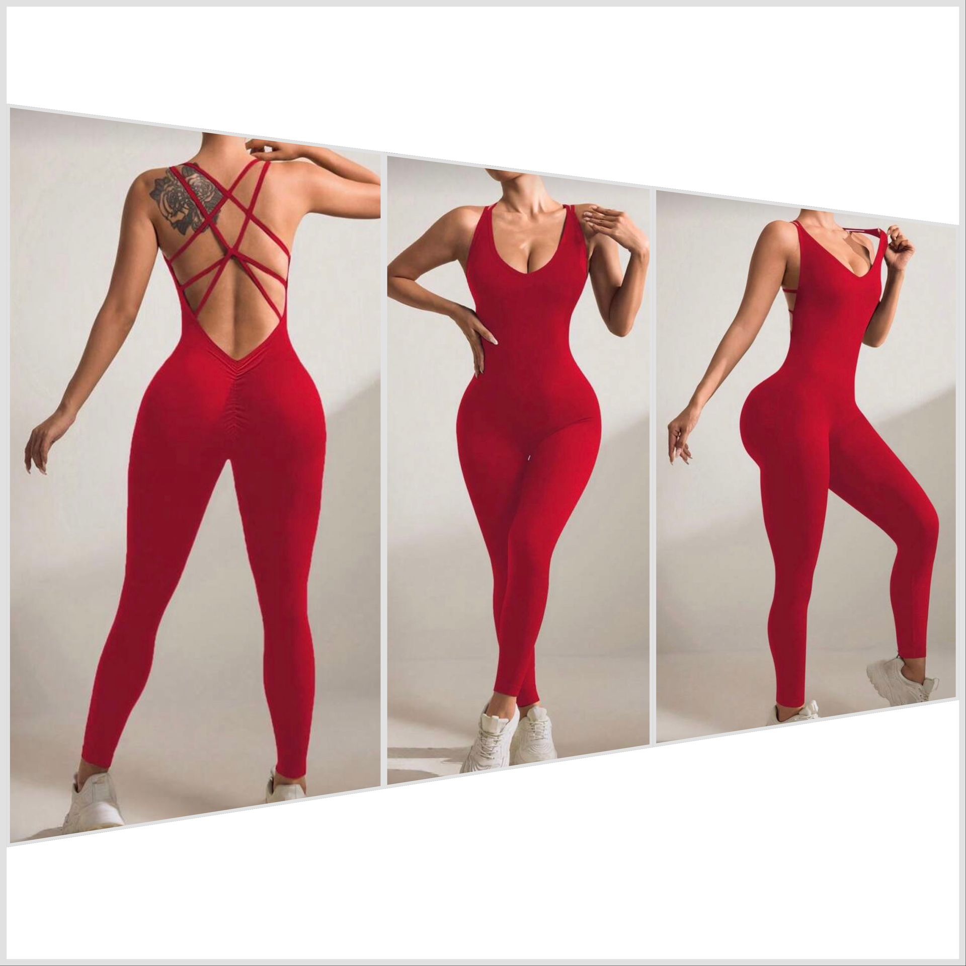 Women’s Red Crisscross Active Jumpsuit