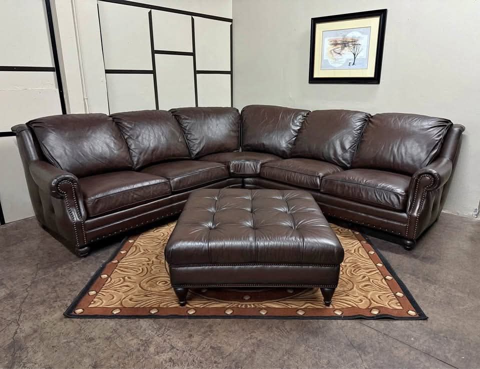 2 Piece Set Sectional , Ottoman,leather Couch