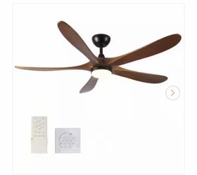 Tervo 62 in. Indoor Solid Wood Black Ceiling Fan with Integrated LED Light Kit, Remote Control and Wall Switch Include