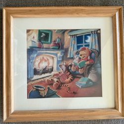 Framed 2004 Winnie The Pooh And Tiger Art