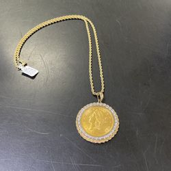 Rope Chain With Gold Coin 